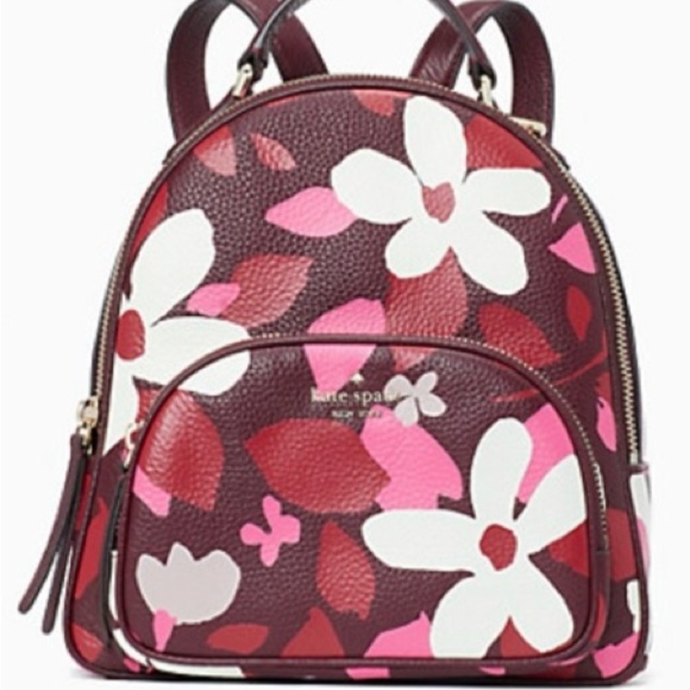 Kate Spade Jackson Forest Floral Burgundy and Pink Backpack